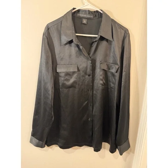 Josephine Chaus Black Button Down Shirt - Picture 1 of 7